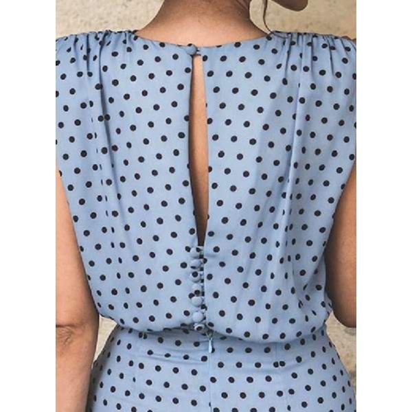 A Touch of Class Blue Polka Dot Midi Dress