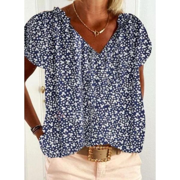 Comfy V-Neck Short Sleeve Blouse