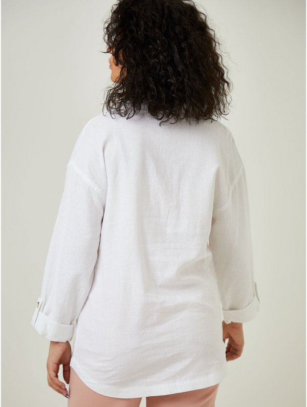 White Long Sleeve Linen Shirt