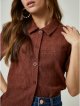 Brown Embroidered Button Up Shirt