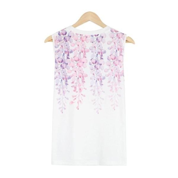 Comfy Round Neck Print Sleeveless Top