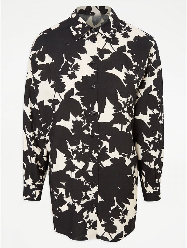 Leaf Shadow Print Long Sleeve Shirt