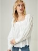 White Embroidered Square Neck Blouse