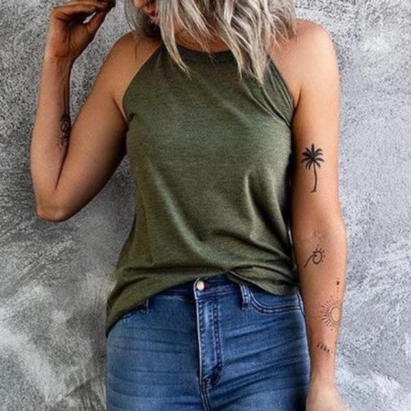 Youthful Green Plain Sleeveless Top