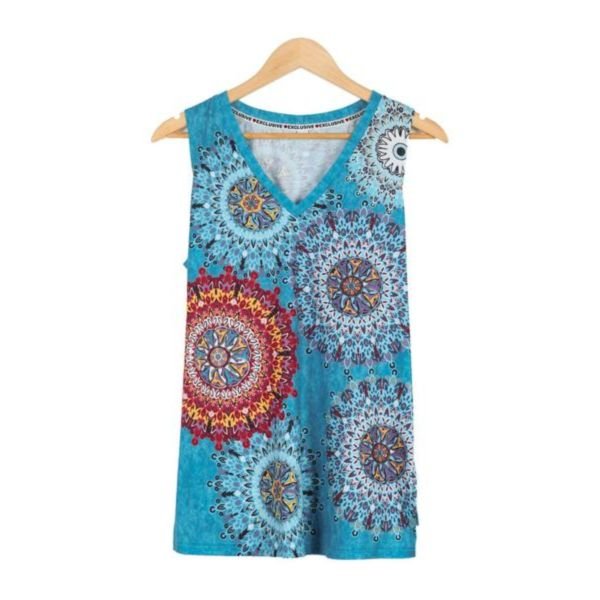 Casual V-Neck Print Sleeveless Top