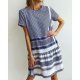 Blue & White Short Sleeve Dress