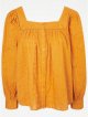 Orange Square Neck Embroidered Blouse