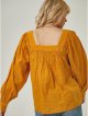 Orange Square Neck Embroidered Blouse