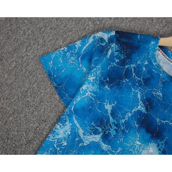 Mysterious Blue Print Short Sleeve Top