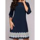 Print Navy 3/4 Sleeve Mini Dress