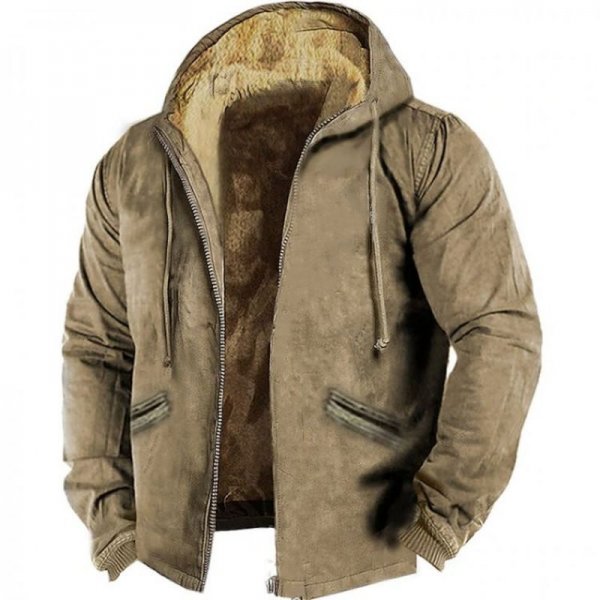 Double layered inner lining thick plush cotton jacket