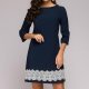 Print Navy 3/4 Sleeve Mini Dress