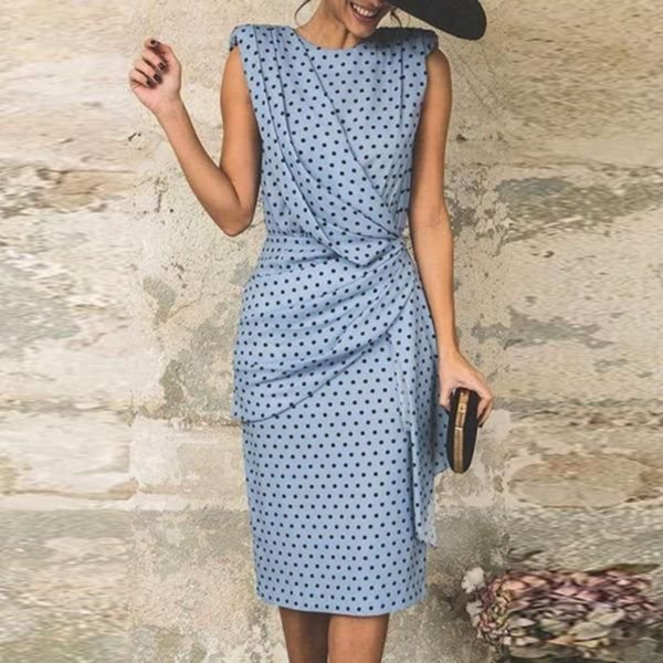 A Touch of Class Blue Polka Dot Midi Dress