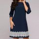 Print Navy 3/4 Sleeve Mini Dress