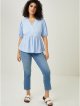 Blue Button Up Peplum Top