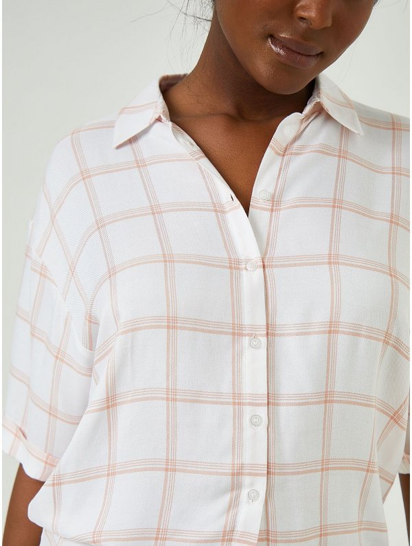 Orange Checked Boxy Fit Shirt