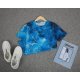 Mysterious Blue Print Short Sleeve Top